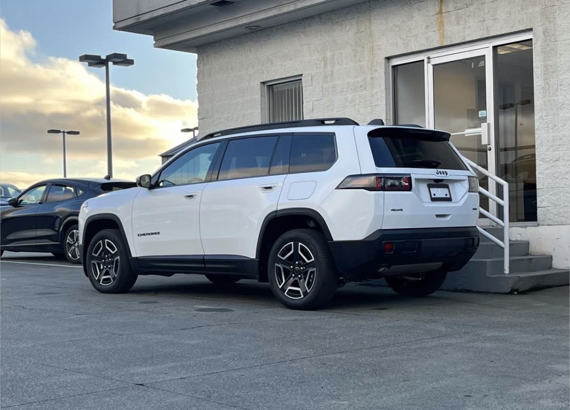 2026 Jeep Cherokee Laredo white rear angle