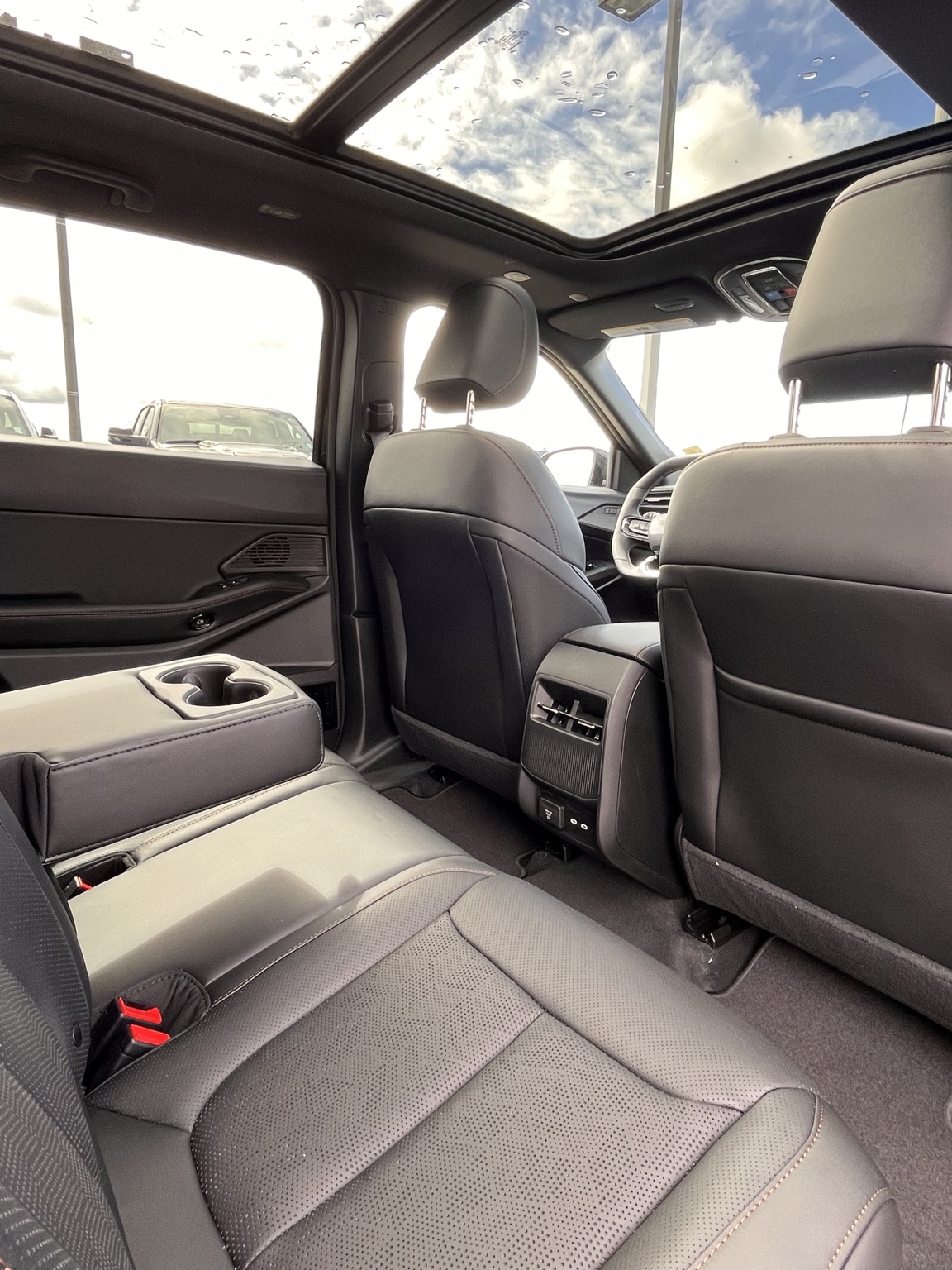 2026 Jeep Cherokee Overland rear seats panoramic view